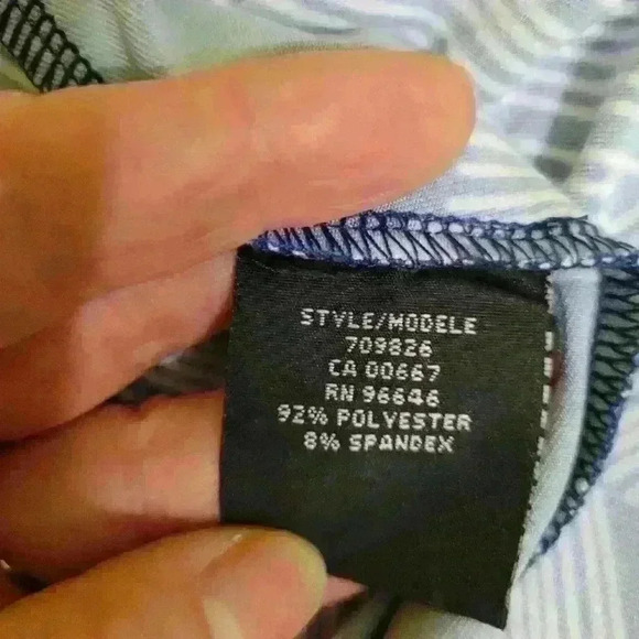 Touché | White and Blue Abstract Floral Ruched Wrap Dress, Size XL - Picture 7 of 7